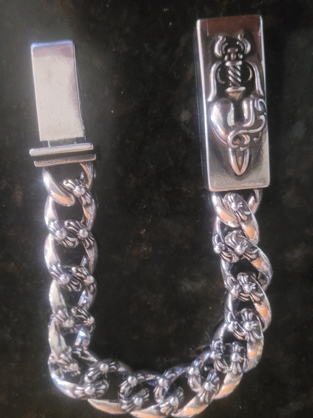 Chrome Hearts Style Heavy Silver Bracelet - Picture 2 of 5